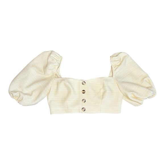 LPA Elazar Butter Yellow Tweed Top Medium - Picture 3 of 8